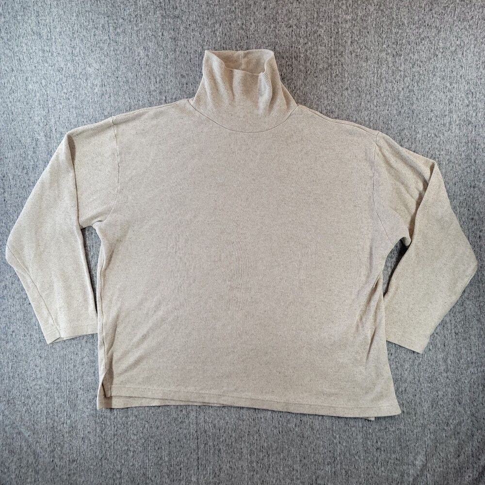 Vintage American Eagle Men XL Turtleneck Cotton Linen Blend 90s Knit Sweater
